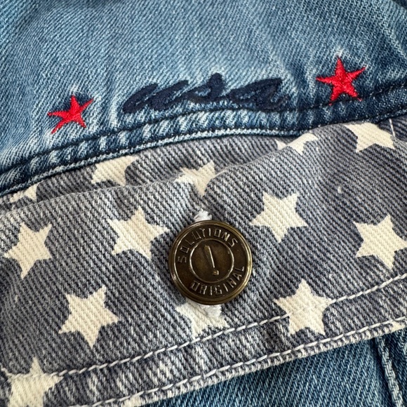 Vintage Solutions Star Spangled American Flag Denim Vest - Picture 4 of 6
